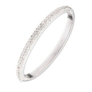 Anne Klein Elegant Silver Crystal Pave Bangle Bracelet